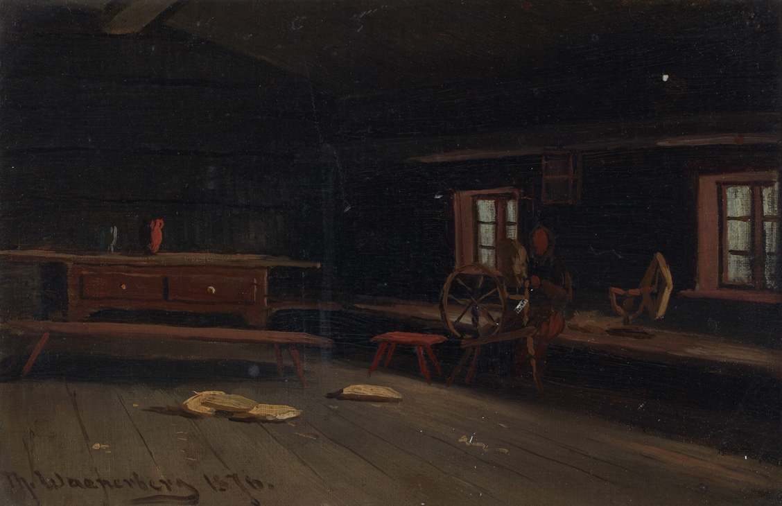 Cottage interior in Säkylä, 1876